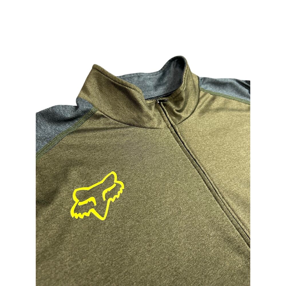Fox Racing Cycling Jersey Mens Large Green Equilibrium Long Sleeve Full Zip